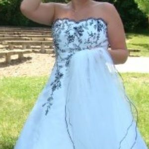 Black and white wedding dress from David’s Bridal